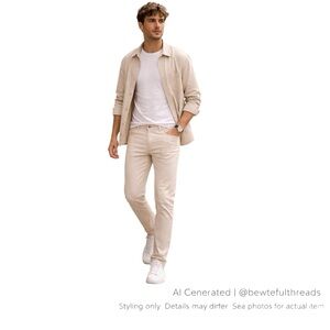 Beige Minimalist Slim Straight Pants Clean Neutral Quiet Luxury 36x29